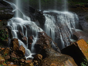 waterfalls, rocks, nature, landscape, water Flow, cliff, stones, rocky, flowing, wet Rocks