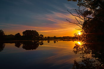 Alba, fiume Weser, Estate inoltrata, natura, paesaggio, fiume