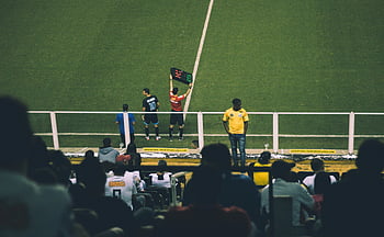 stade de football, foule de gens, remplacement d'un joueur de football, public engagé, rencontre, stade, événement sportif, terrain de football, public, joueurs, arbitre
