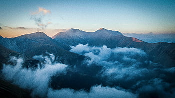 bergsfotografering, blå himmel, fridfullt landskap, moln, bergstoppar, gryning, Monte, Italien, naturlig skönhet, landskapsfotografering, Bergsutsikt