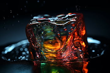 氷、 立方体、 マクロ、 輝く、 水、 濡れている、 液体、 ドリンク、 コールド、 フローズン、 照らされた