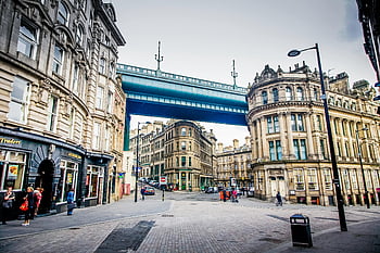 Newcastle, High Level Bridge, historic architecture, city center, UK, urban, street view, tourist destination, stone buildings, shopping street, European architecture