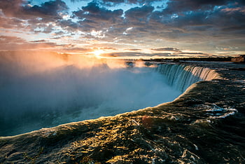 niagara falls, toronto, Canada, solnedgang, levende farver, tåge, Majestætisk skønhed, vandfald, naturligt vidunder, rejsemål, naturskøn udsigt