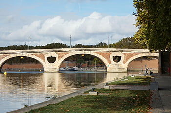 bridge, river, city, architecture, old, historical, brick, urban, landscape, toulouse, occitania