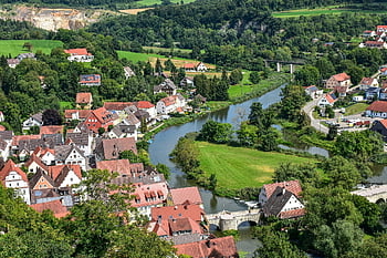 město, harburg, řeka, Německo, staré Město, domy, historický, Donau-ries, šváb