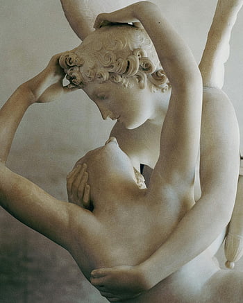 Psyche oživena polibkem Cupidů, antonio canova, Klasická mramorová sochařství, Amor a psychika, Romantické objetí, mramorové umění, klasické umění, sochařství, Romantická socha, Socha Amora, Socha Psyche