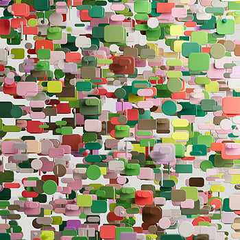 Ilustrace AI, umělá inteligence, 3D geometrická, abstraktní kompozice, Plovoucí obdélníky, živý vzor, Martina Stiftinger, Nástroje poháněné AI, Úspora času, Visua, barevný design