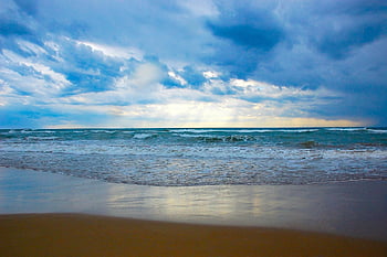 seascape, beautiful Coast, sandy Beach And Waves, beautiful Clouds On The Sea, steep Bank, great Beach, great Landscape, beach, sea, backlight, summer