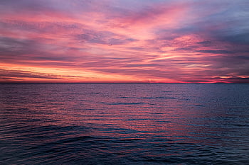sunset, sea, horizon, dawn, sky, clouds, ocean, nature, sun, travel, seav