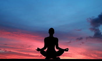 le coucher du soleil, yoga, Zen, méditation, la nature, femme, silhouette, pose, relaxation, l'année, calmé