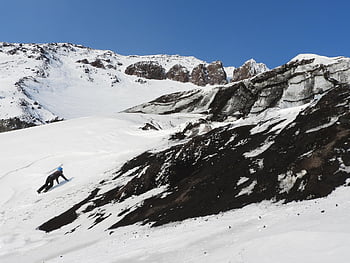 glacier, ice, volcano, mountains, winter, height, landscape, nature, kamchatka, ascent, spring