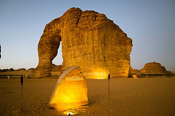 sandsten klippe, Al Ula Tantura, Saudi Arabien, elefant rock, tusmørke, majestætisk, ørken landskab, naturligt vidunder, rejsemål, mellem Østen, rock formation