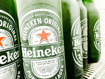 Heineken beer bottles, chilled Heineken, refrigerator, neatly arranged, ready to enjoy, premium quality, lager beer, Heineken original, Amsterdam, 1873, chilled beer
