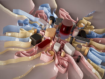 artificial intelligence, AI, data streams, large language models, artistic illustration, Tim West, Visualisin, ribbons, containers, various colors, shapes