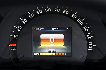 digital speedometer, luxury car dashboard, black speedometer, sleek design, close-up dashboard, car dashboard, digital display, speedometer display, 0 mph, 0 km/h, car interior