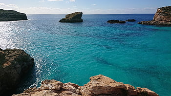 moře, skály, Dovolená, zátoka, Malta, letní, gozo, Evropa, voda, modrý, krajina