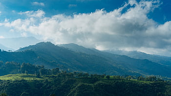 Paesaggio delle montagne delle colline, bellezza, clima, nuvole, campagna, ambiente, foresta, erba, verde, colline, montagna
