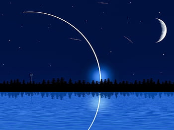 roket, air, bulan, menara, contrails, pohon, alam, bintang, ruang, seni digital, astronaut