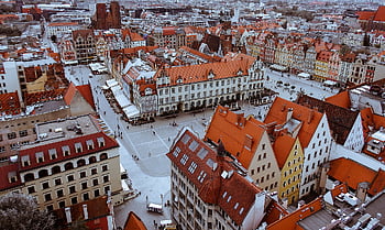 staré Město, trh, wroclaw, architektura, město, měšťanské domy, ulice, budov, fasády, Polsko, střechy
