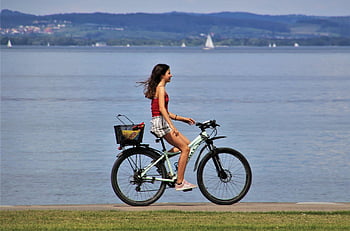 kolo, teenager, relaxace, vítr, pobřeží, cyklistika, cyklus, bodensee, Cyklotrasy, mladý, svoboda