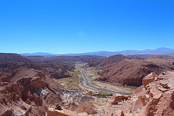 údolí Catarpe, pouště atacama, krajina, údolí, poušť, hory, atacama, Chile, Příroda, řeka, písek