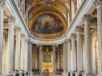 versailles, kaple, hradní kaple, palác versailles, prohlížení památek, architektura, stropní malba, sloupců, kostel, historický, Paříž