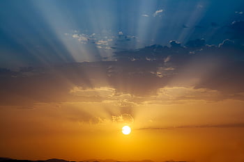 solnedgång, natur, landskap, Sol, solljus, ljus, solstrålar, spanien, murcia, himmel, moln
