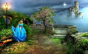 fantasy, fairy Tale, cinderella, garden, princess, castle, mystical, magical