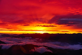 hory, mraky, západ slunce, svítání, slunečního světla, vrchol, summitu, nebe, pohoří, krajina, Příroda
