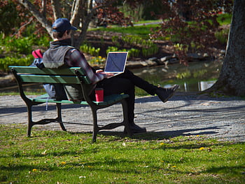 Bench Park, dospělý, podnikání, podnikatel, laptop, životní styl, mužský, muž, zpráva, mobilní, pohybliví, škola