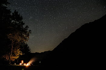 malam, bintang, api, danau, gunung, fotografi, bebas, kreatif, milik bersama, harapan