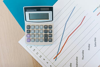 lommeregner, graf papir, kontor skrivebord, forretningstema-visuals, ovenfra, økonomiske data, skrivebord setup, Forretningsværktøjer, kontorartikler, dataanalyse, finansielle diagrammer