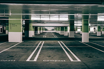 Parking Lot Interior, underground parking, parking garage, empty parking lot, parking spaces, compact parking, parking level, parking columns, indoor parking, parking lot design, parking lot lighting