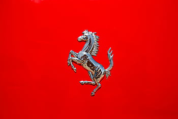 close-up, logo, horse, luxury car, emblem, glossy red, surface, elegance, style, Ferrari, prancing horse