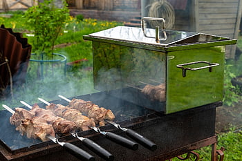 shish kebab, maso, pánev, špejle, udírna, Ryba, výživa, smažení, uhlí, piknik, gril