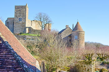 hrad, burgundské, Francie, architektura, starý hrad, věže, starověké, historický, středověký, bourgogne, starý