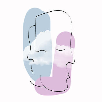 tváře, perokresby, design, Jemné linky, Pozadí, jednoduchý, jednoduchost, hravý, mraky