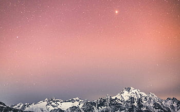 snow covered mountain, starry sky, Italy, serene beauty, snowy mountain range, winter landscape, night sky, alpine scenery, mountain peaks, natural wonder, snow-capped mountains