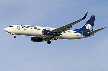 Aeromexico, boeing 737, Hvid og blå fly, flyver i himlen, klar blå himmel, flyselskabsrejser, luftfartsteknologi, kommercielle fly, passagerfly, luftfart, flyvningen