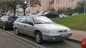 citroen, Xantia, auto, argento, parcheggiata, strada, auto famigliare, targa, DE-696-JS, alberi, edifici