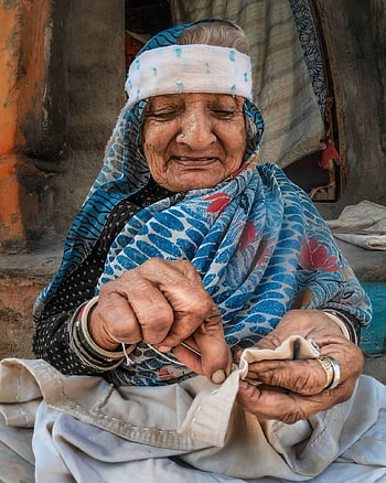 old Woman, sewing, craft, bedouin, asian, woman, old, elderly, aged, elderly Woman, portrait