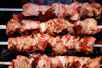 shish kebab, maso, pánev, špejle, výživa, Příroda, smažení, uhlí, piknik, gril, masové špejle
