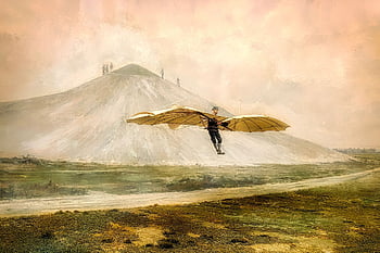 paragliding, aircraft, painting, glider, flying, flight, adventure, travel, art