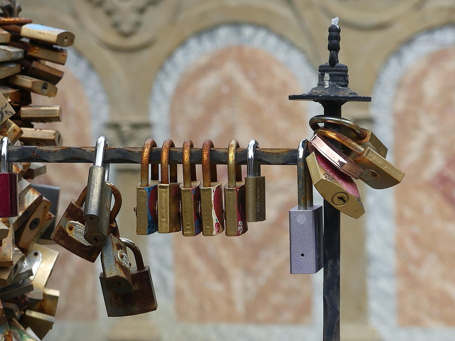 padlock, ornament, love, metal, symbol, security