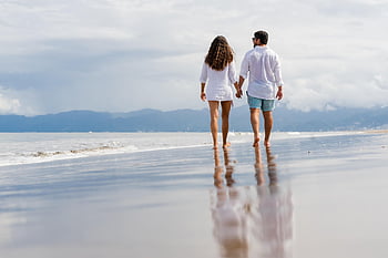 spiaggia, coppia, tempo libero, passeggiare, romantico, amore, Gli amanti, insieme, romanza, relazione, uomo