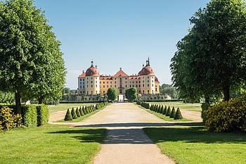 palác, hrad, lovecký palác, pohádkový hrad, filmový set, Popelka, defa, Moritzburg, Příroda, Sasko, letní den