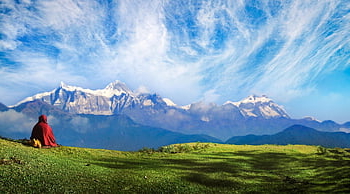mnich, sníh hory, rozjímání, theravada buddhismus, himalaya, Nepál, uklidnit, mír, Příroda, annapurna, krajina