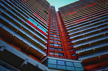 budova, fasáda, mrakodrap, architektura, balkony