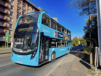 bussi, kaksikerrosvoileipä, arriva, SK74AXP, Reitti 101, sininen, kaupunki-, katu, päivä-, matkustajien, mainos
