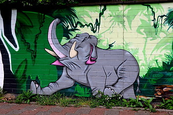 street Art, art, graffiti, painting, wall, mural, wall Art, elephant